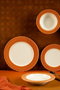 Hermia Orila Costa Juego de Cena de Porcelana 24 Piezas Blanco y Naranja
